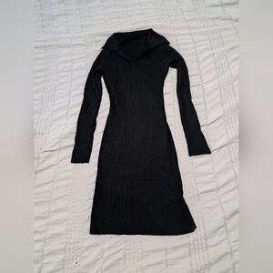 BLACK RIBBED DRESS